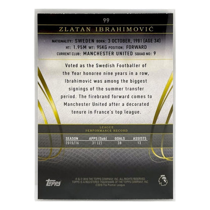 TOPPS サッカーカード PREMIER GOLD ZLATAN IBRAHIMOVIC MANCHESTER UNITED #99 中古 IT1