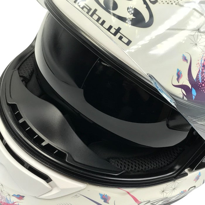 OGK KABUTO KAMUI-3 LEIA ヘルメット パールホワイト バイク 二輪用 和柄 インナーサンシェード CF-1シールド XLサイズ 中古 T1