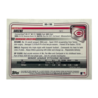 TOPPS MLBカード BOWMAN CHROME HUNTER GREENE CINCINNATI REDS #BD-196 中古 IT2