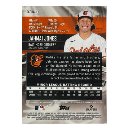 TOPPS MLBカード STADIUM CLUB JAHMAI JONES BALTIMORE ORIOLES #SCCBA-JJ 中古 IT2