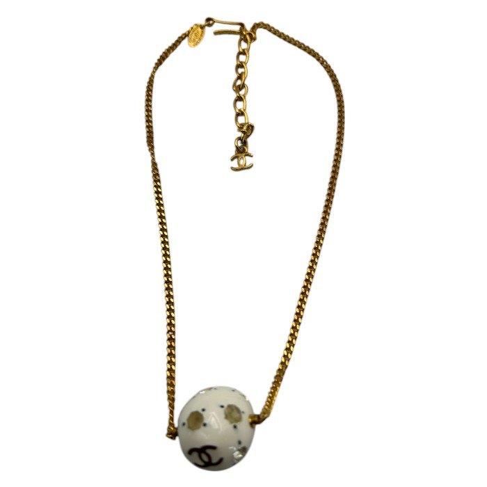 CHANEL シャネル ココマーク ボール トップ ネックレス アクセサリー ブランド レディース ラインストーン 中古 W４