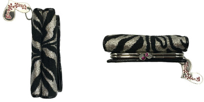 Think Bee シンクビー 三つ折り財布 レディース ハート がま口 ゼブラ柄 中古 KW1