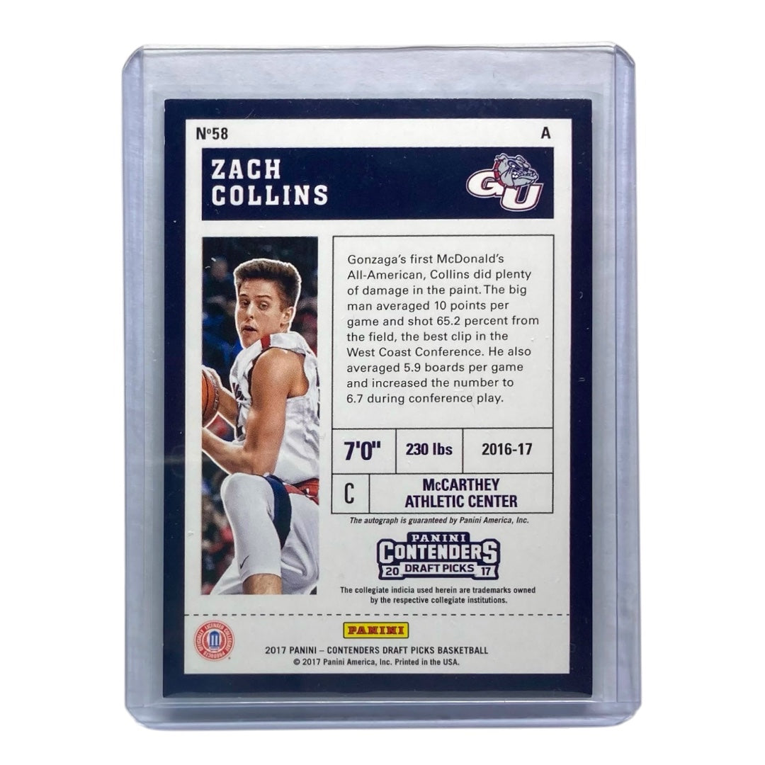 PANINI NBAカード CONTENDERS DRAFT PICKS ZACH COLLINS GONZAGA BULLDOGS /25 #58 中古 IT2