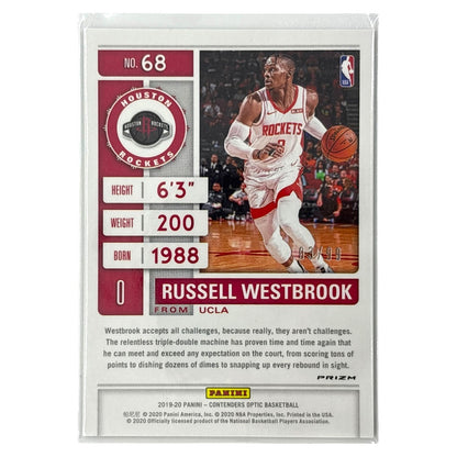 PANINI NBAカード CONTENDERS OPTIC PRIZM RUSSELL WESTBROOK HOUSTON ROCKETS /99 #68 中古 IT1
