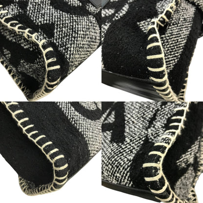 MARC JACOBS マークジェイコブス THE TOTE BAG SMALL トートバッグ レディース ブランケット ツイード ロゴ ブラック/ホワイト スモールサイズ M0016741 中古 T1