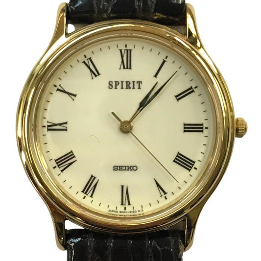 SEIKO セイコー SPIRIT 腕時計 メンズ アナログ クォーツ シンプル ゴールド/アイボリー 8N41 6130 中古 T1