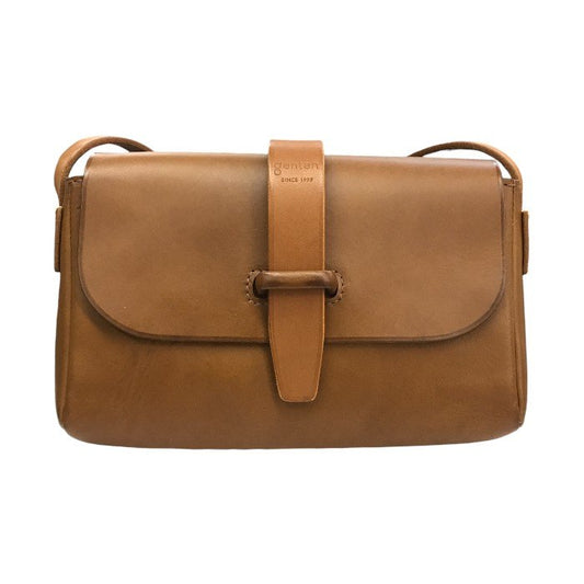 genten ゲンテン ヌオーバ ショルダーバッグ ユニセックス レザー サドルベルト コンパクト 横型 斜め掛け ブラウン 中古 T1