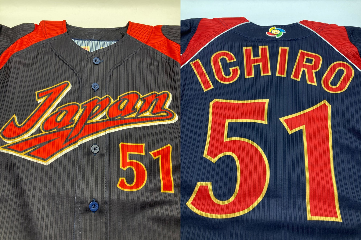 MIZUNO ミズノ WBC 2009年 日本代表ユニフォーム イチロー 52MW-88284 ネイビー×レッド Mサイズ 中古 D4