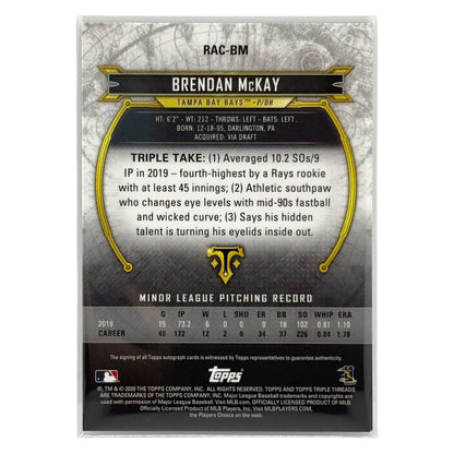 TOPPS MLBカード TRIPLE THREADS BRENDAN McKAY TAMPA BAY RAYS /99 #RAC-BM 中古 IT1