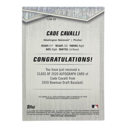 TOPPS MLBカード BOWMAN CHROME CADE CAVALLI WASHINGTON NATIONALS /250 #C20A-CC 中古 IT2