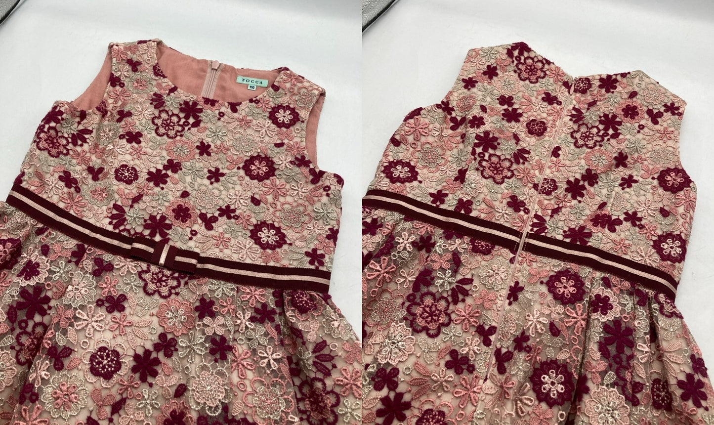 TOCCA トッカ キッズライン バンビ―ニ 花柄 刺繍 ノースリーブワンピース 110cm 中古 D4