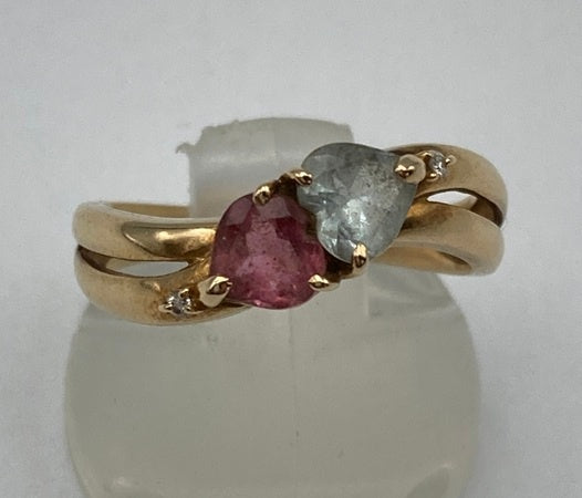 K18 ダイヤ0.01ct ハート石 リング 11号 中古 D4