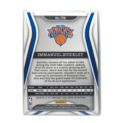 PANINI NBAカード CERTIFIED IMMANUEL QUICKLEY NEW YORK KNICKS #176 中古 IT2