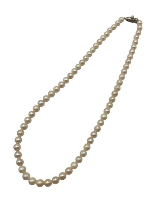 5.5～6.0mm パール ネックレス シルバー 中古 D4