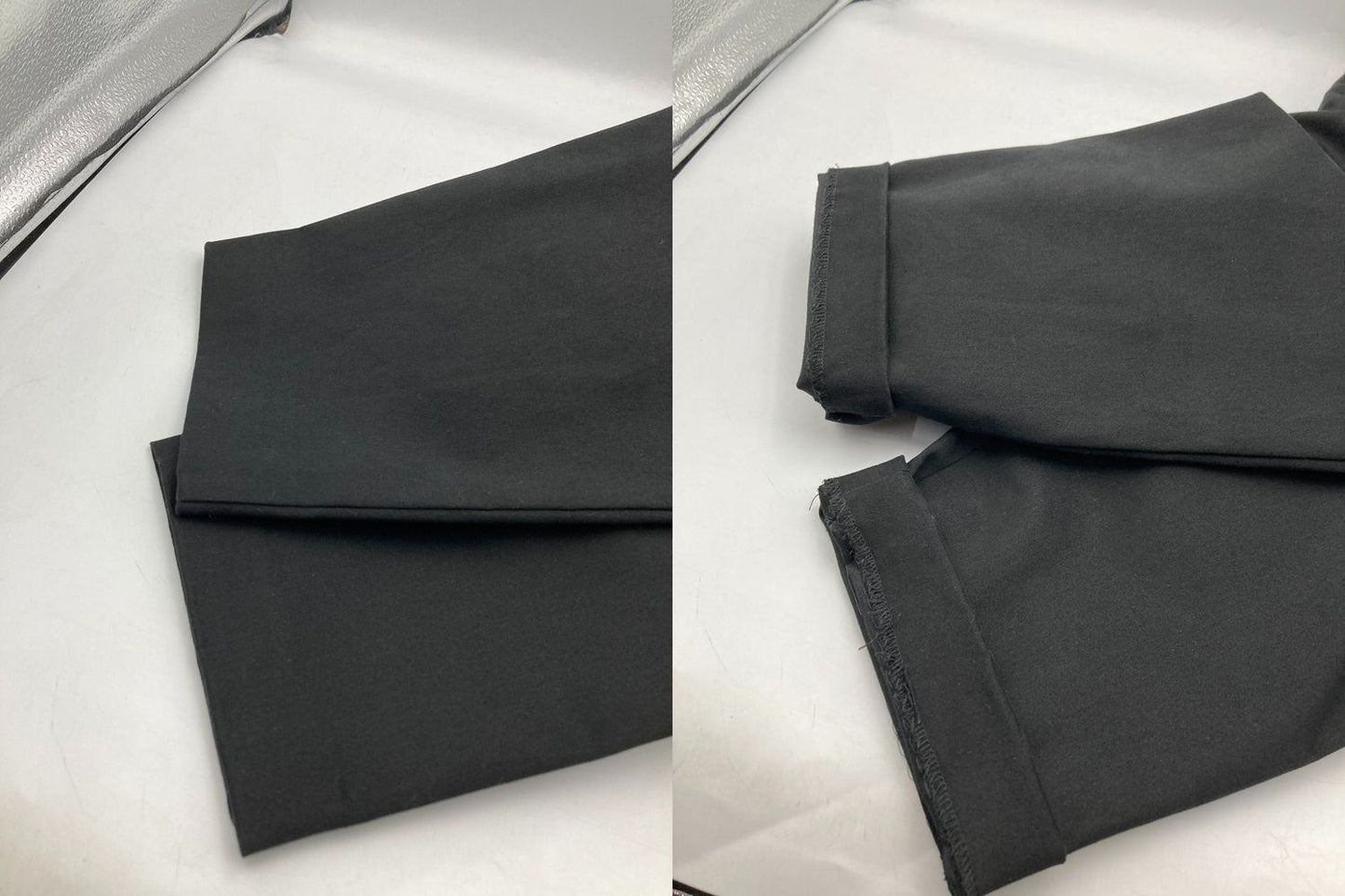 human woman ヒューマンウーマン サテンストレッチ スリムパンツ 077-2230107 サイズL ブラック 中古 D4