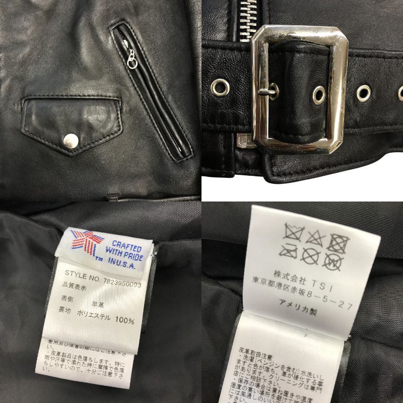Schott ショット 217US SHEEP ONESTAR ライダースジャケット メンズ シープ ワンスター ダブル レザーブラック 40サイズ 7823950093 中古 T1