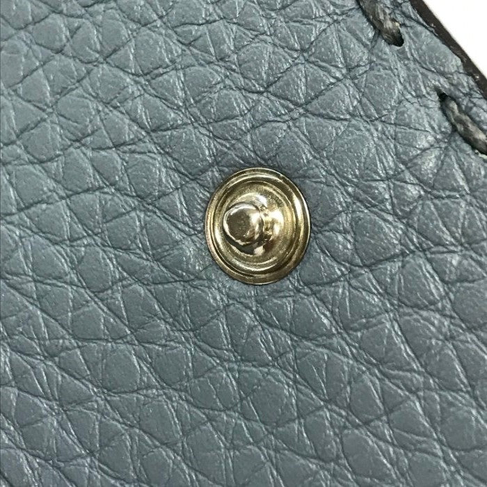 FENDI フェンディ セレリア 6連キーケース ユニセックス selleria レザー ステッチ 無地 ブルーグレー 中古 T1