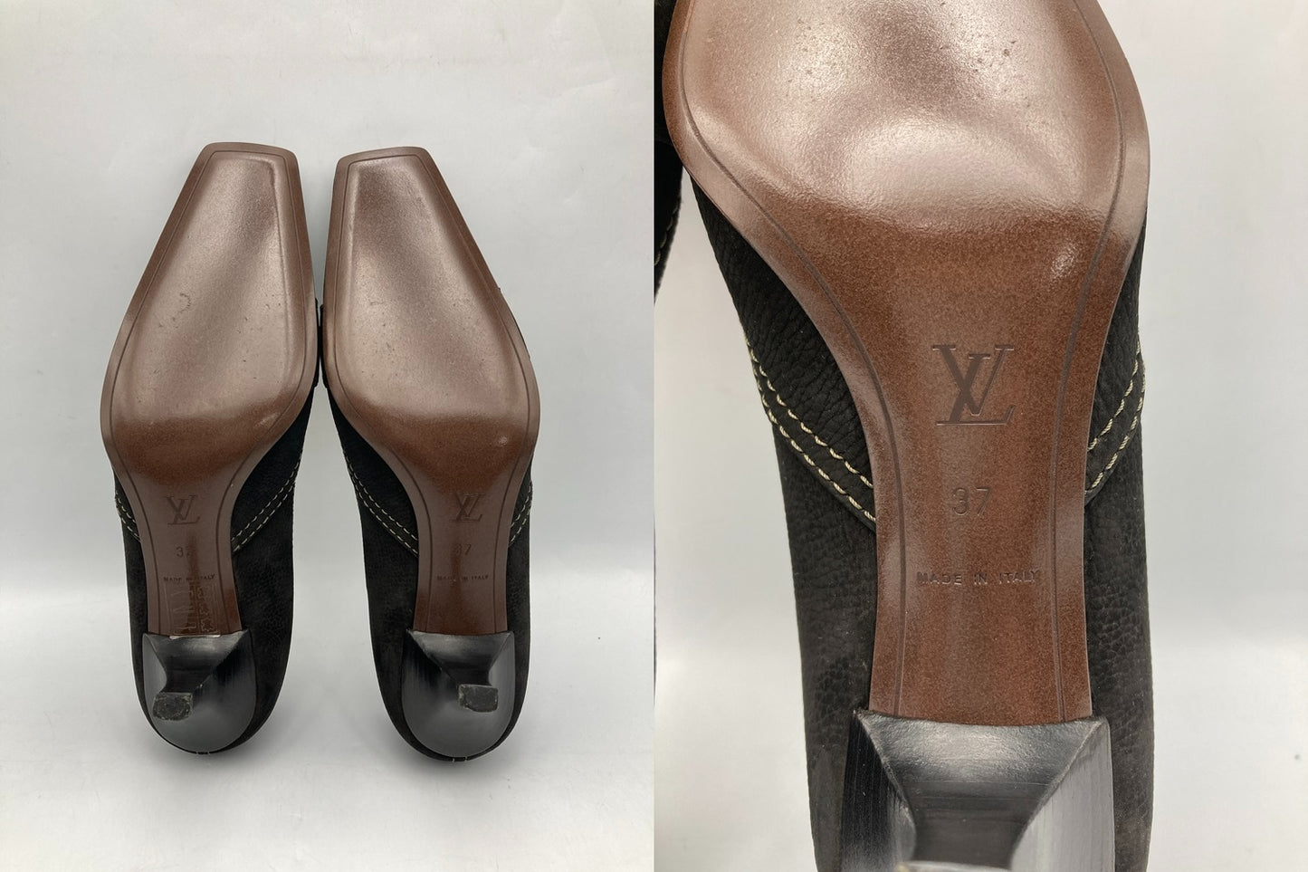 LOUIS VUITTON ルイヴィトン スエード パンプス サイズ37 ブラック 中古 D4