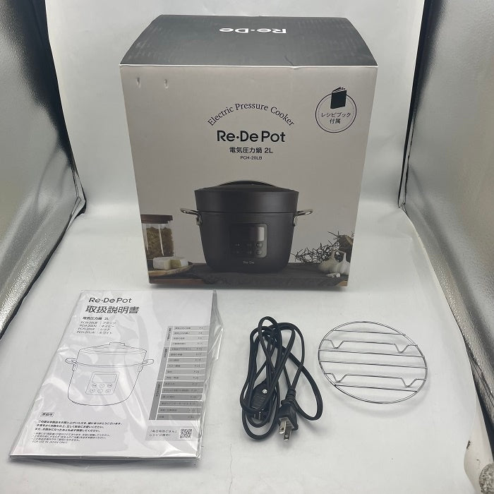 A-stage　Re・De Pot 電気圧力鍋 2L ブラック PCH-20LB 時短 タイパ 低温調理 中古 R4
