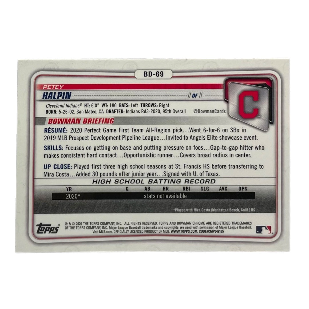 TOPPS MLBカード BOWMAN CHROME 1ST PETEY HALPIN CLEVELAND INDIANS #BD-69 中古 IT2