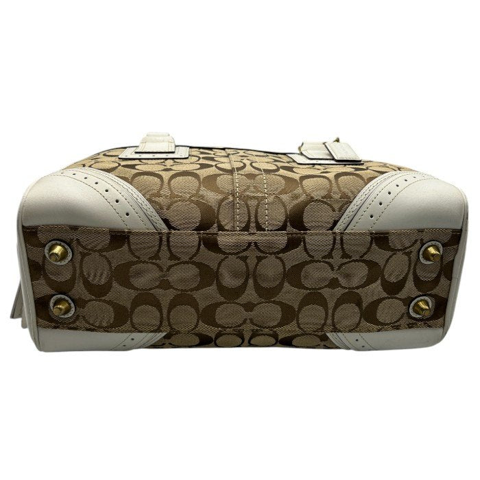 COACH コーチ シグネチャー トート バッグ 10532 鞄 ブランド レディース ホワイト 中古 W４