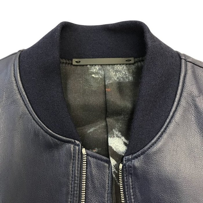PauI Smith ポールスミス ジャケット メンズ レザー 山羊 ジップアップ ブルゾン ネイビー Sサイズ PP-MN-41502 中古 T1