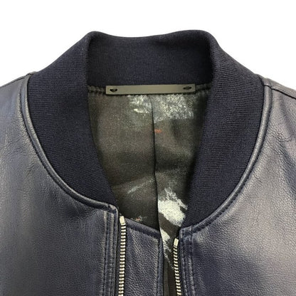 PauI Smith ポールスミス ジャケット メンズ レザー 山羊 ジップアップ ブルゾン ネイビー Sサイズ PP-MN-41502 中古 T1