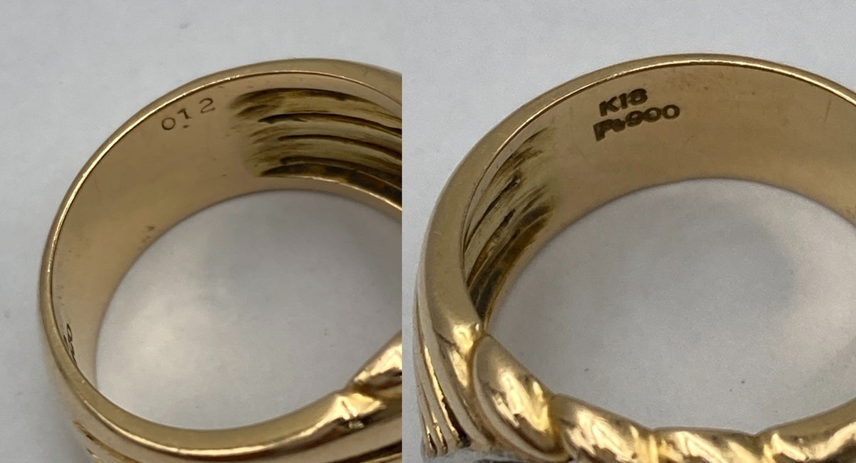 K18/Pt900 コンビ ダイヤ0.12ct リング 13号 中古 D4