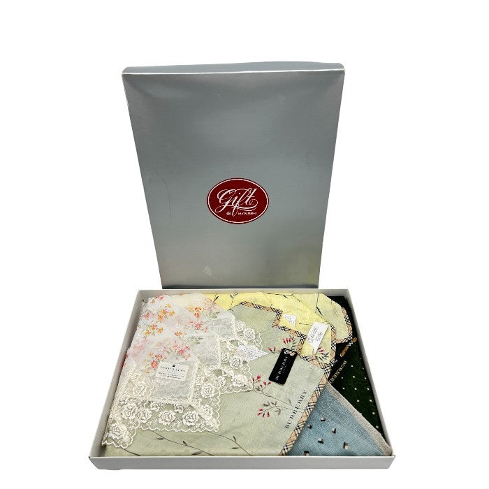 未使用品 バーバリー ピエールバルマン ヨシエイナバ ハンカチ 5枚セット BURBERRY PIERRE BALMAIN YOSHIE INABA シルク コットン 花柄 レース チェック 中古 W1