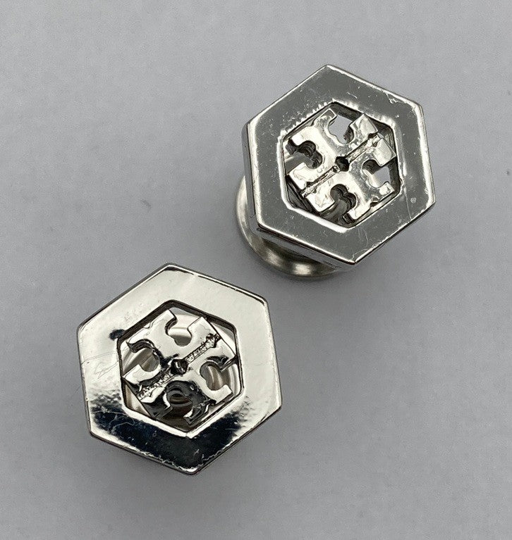 TORY BURCH トリーバーチ ヘキサゴン ロゴ スタッドピアス 中古 D4
