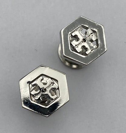 TORY BURCH トリーバーチ ヘキサゴン ロゴ スタッドピアス 中古 D4