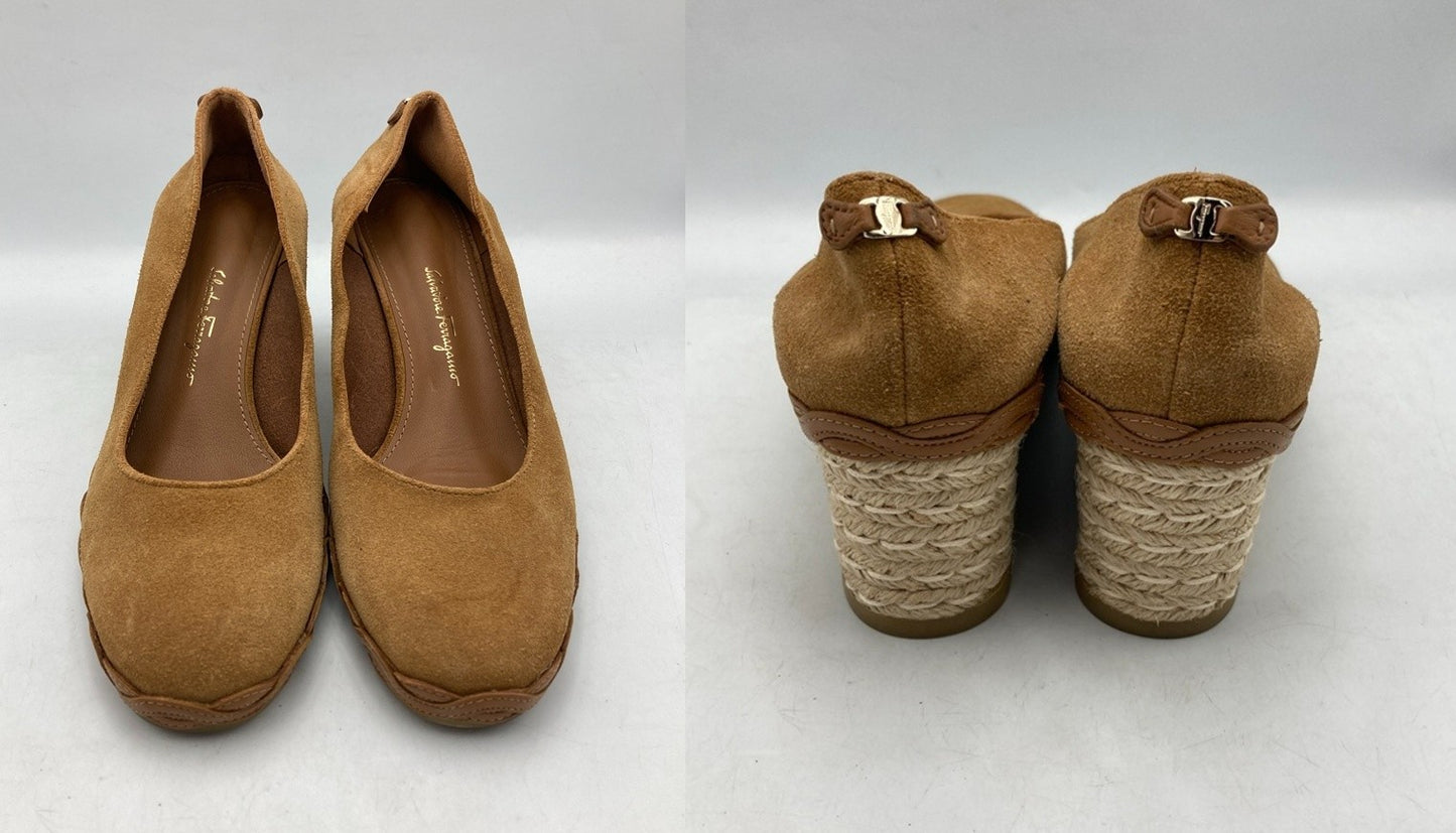 Salvatore Ferragamo サルヴァトーレフェラガモ スウェード エスパドリーユ ウェッジヒール パンプス サイズ5 レディース 中古 D4