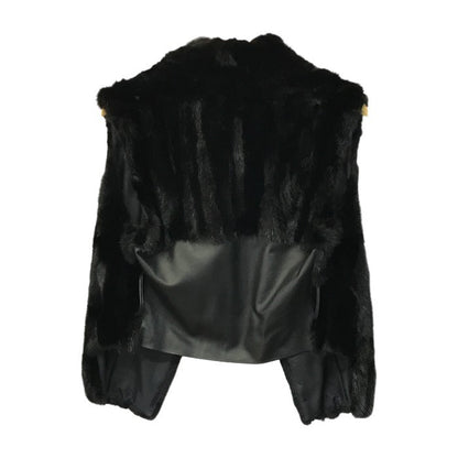 ADORE ミンクファー ジレ レディース リアルファー レザー ベスト 毛皮 38サイズ ブラック 中古 T1