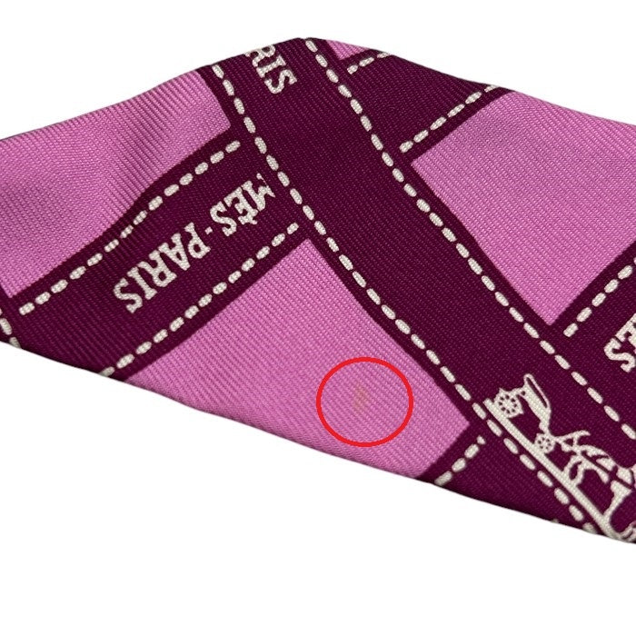 HERMES エルメス ボルデュック ツイリー スカーフ レディース ピンク パープル ブランド シルク 中古 W４