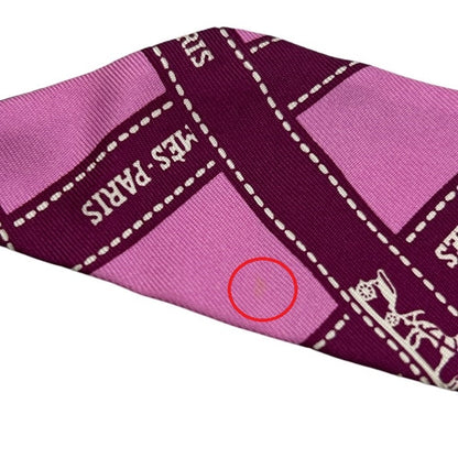 HERMES エルメス ボルデュック ツイリー スカーフ レディース ピンク パープル ブランド シルク 中古 W４