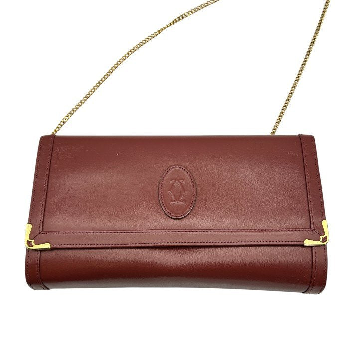 Must de Cartier マストドゥ カルティエ チェーン ショルダー バッグ 鞄 レディース おしゃれ 肩掛け ブランド レザー 中古 W1