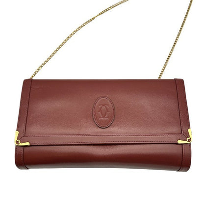 Must de Cartier マストドゥ カルティエ チェーン ショルダー バッグ 鞄 レディース おしゃれ 肩掛け ブランド レザー 中古 W1