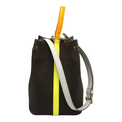 TORY BURCH トリーバーチ ミニトートバッグ レディース キャンバス 2way ショルダー 斜め掛け ブラウン 中古 T1