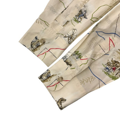 Papas パパス シャツ メンズ 柄シャツ 長袖 ベージュ 48 Mサイズ 中古 N1