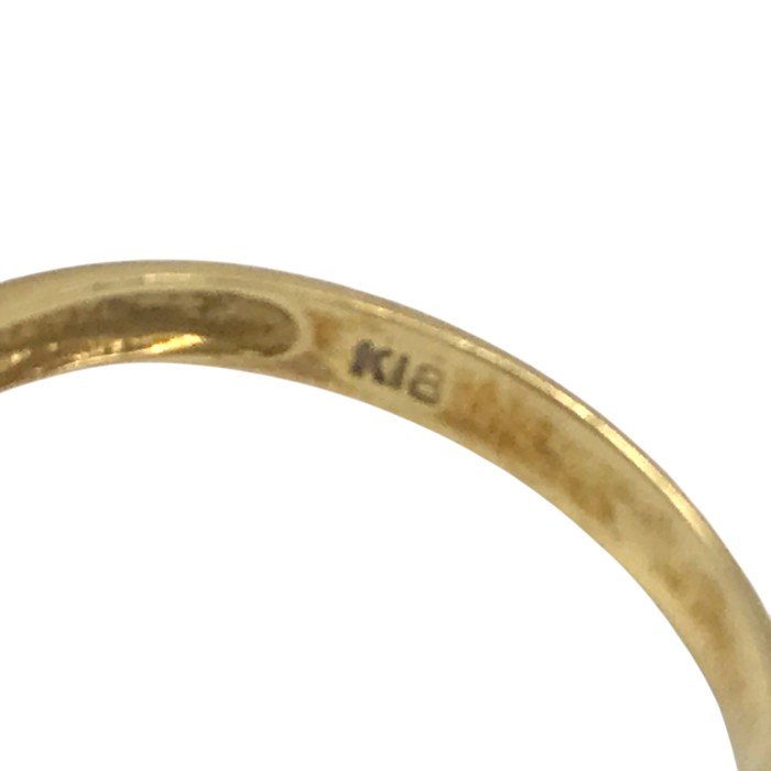 K18 リング レディース ウサギモチーフ 乳白色石 イエローゴールド 12号 中古 T1