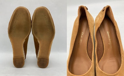 Salvatore Ferragamo サルヴァトーレフェラガモ スウェード エスパドリーユ ウェッジヒール パンプス サイズ5 レディース 中古 D4