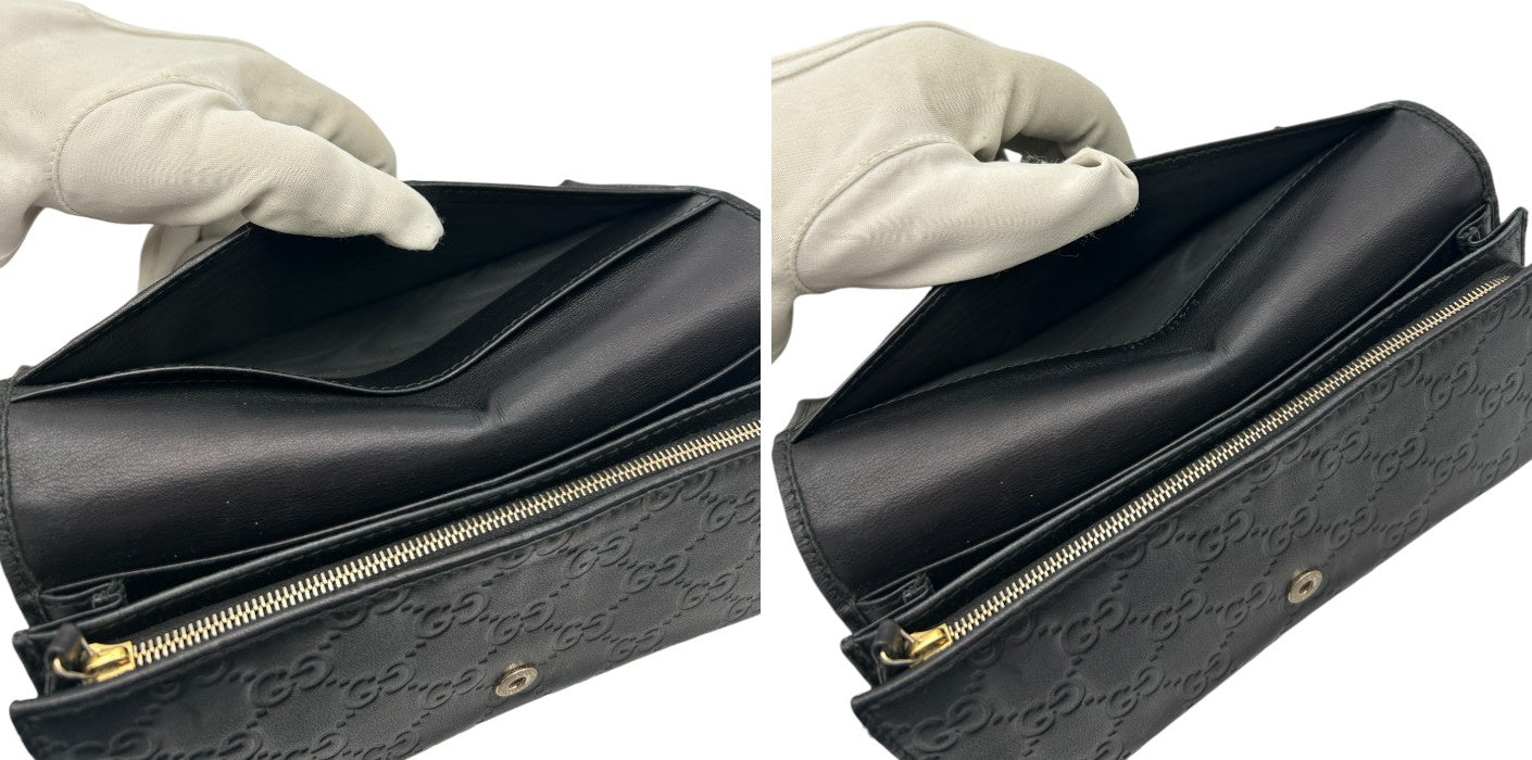 GUCCI グッチ インターロッキングG 長財布 204836・0959 ブラック ブランド メンズ レディース 総柄 レザー 本革 中古 W４