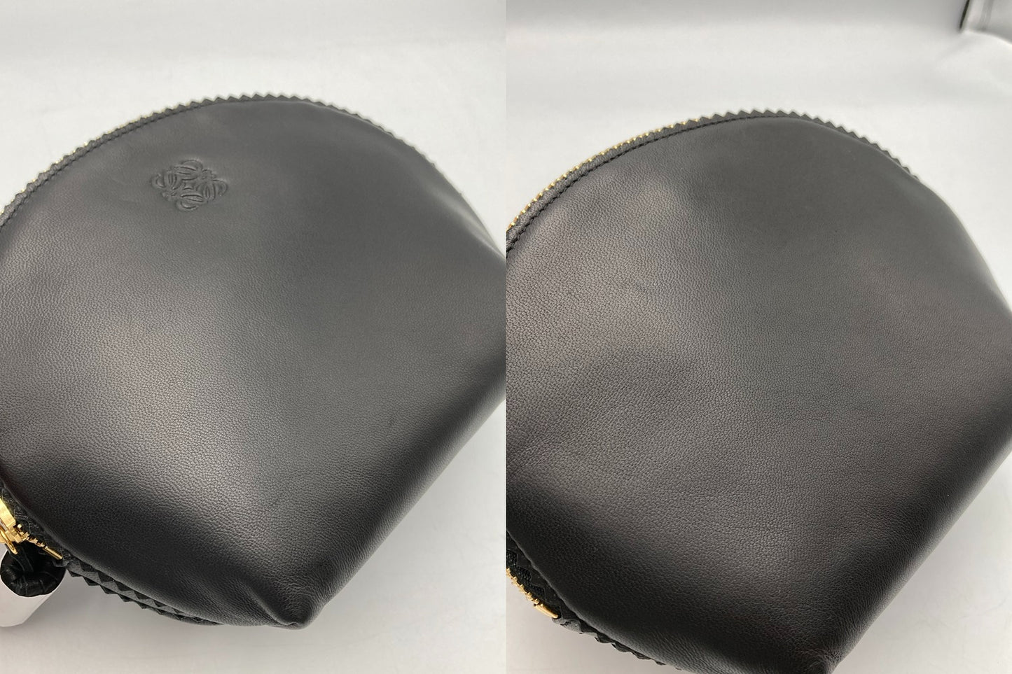 LOEWE ロエベ ナッパレザー 化粧ポーチ/コスメポーチ アナグラム ブラック 中古 D4