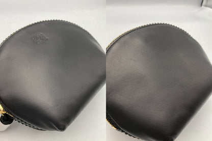 LOEWE ロエベ ナッパレザー 化粧ポーチ/コスメポーチ アナグラム ブラック 中古 D4