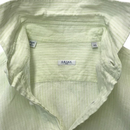 ORIAN オリアン カジュアルシャツ メンズ 春夏 長袖 リネン カッタウェイ ホワイト/イエローグリーン XSサイズ 中古 T1