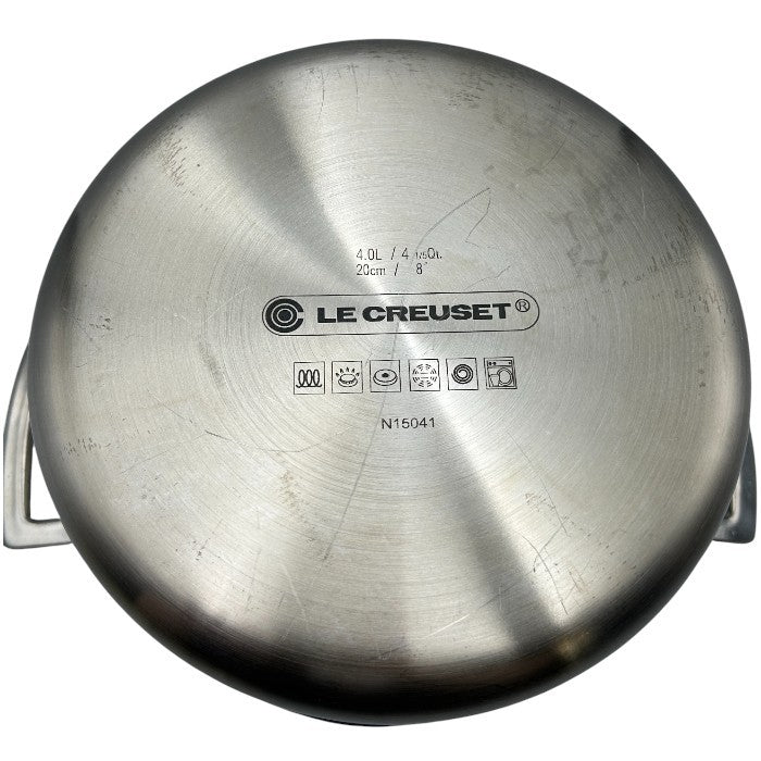 LE CREUSET ル・クルーゼ 4.0L 20cm 両手 鍋 ステンレス 調理器具 料理 IH 直火 キッチンツール 中古 W４