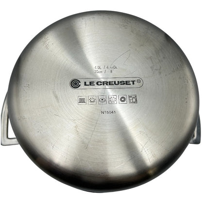 LE CREUSET ル・クルーゼ 4.0L 20cm 両手 鍋 ステンレス 調理器具 料理 IH 直火 キッチンツール 中古 W４