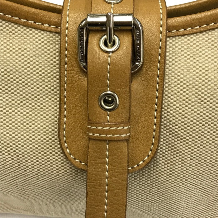 BURBERRY BLUE LABEL バーバリー ブルーレーベル ショルダーバッグ レディース コットン/レザー キャンバス 斜め掛け チェック柄 ベージュ ZA428-502-41 中古 T1
