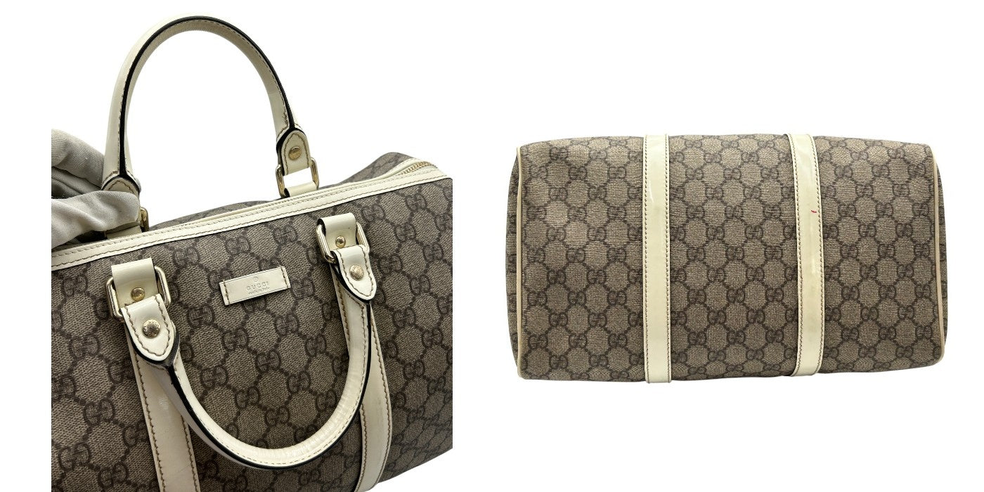 GUCCI グッチ ボストンバッグ ユニセックス GGプラス ホワイト/グレー 193603 鞄 おしゃれ ブランド エナメル レディース メンズ 中古 W４