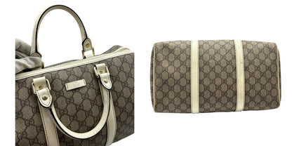 GUCCI グッチ ボストンバッグ ユニセックス GGプラス ホワイト/グレー 193603 鞄 おしゃれ ブランド エナメル レディース メンズ 中古 W４